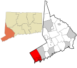 Fairfield County Connecticut incorporated and unincorporated areas Greenwich highlighted